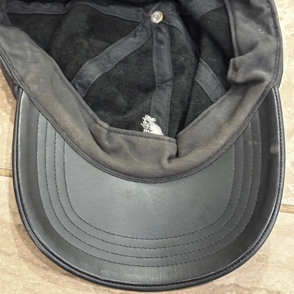 Kangol Black Leather Baseball Cap Hat Mens L/XL 8042BC02 Vintage Logo Streetwear
